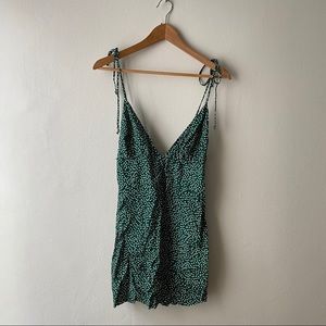 Reformation Top Raw Edge Green Floral Print XS
